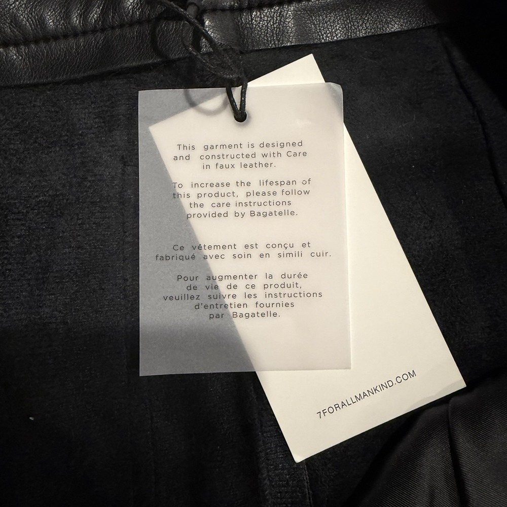 7 For All Mankind Midi Skirt Faux Leather Black Front Slit Size Large NWT - Picture 6 of 8
